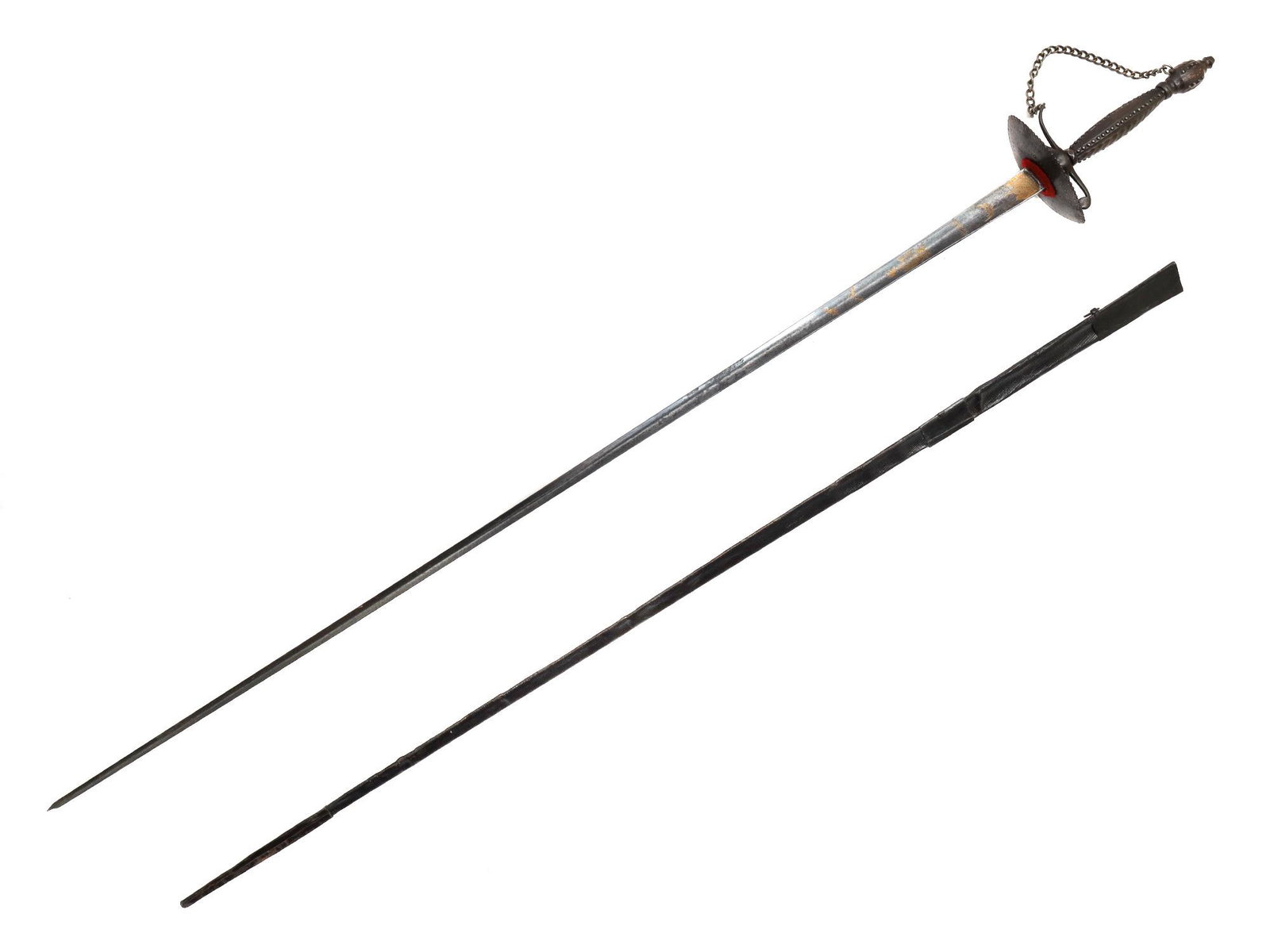 AN ENGLISH COURT SWORD WITH A GILT BLADE, 18 C. (1 of 5)