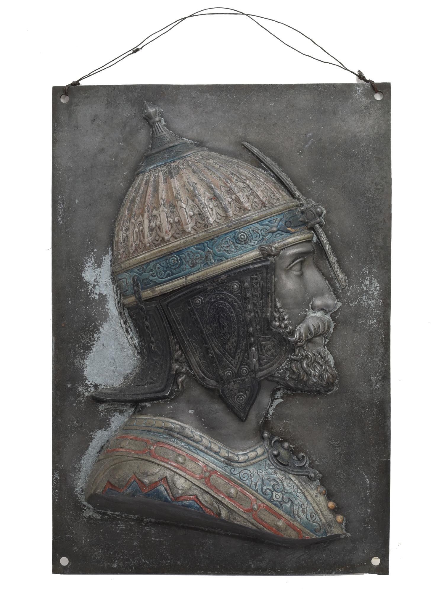 A PERSIAN ISLAMIC WARRIOR BONZE PLAQUE, D. LENOIR (1 of 4)