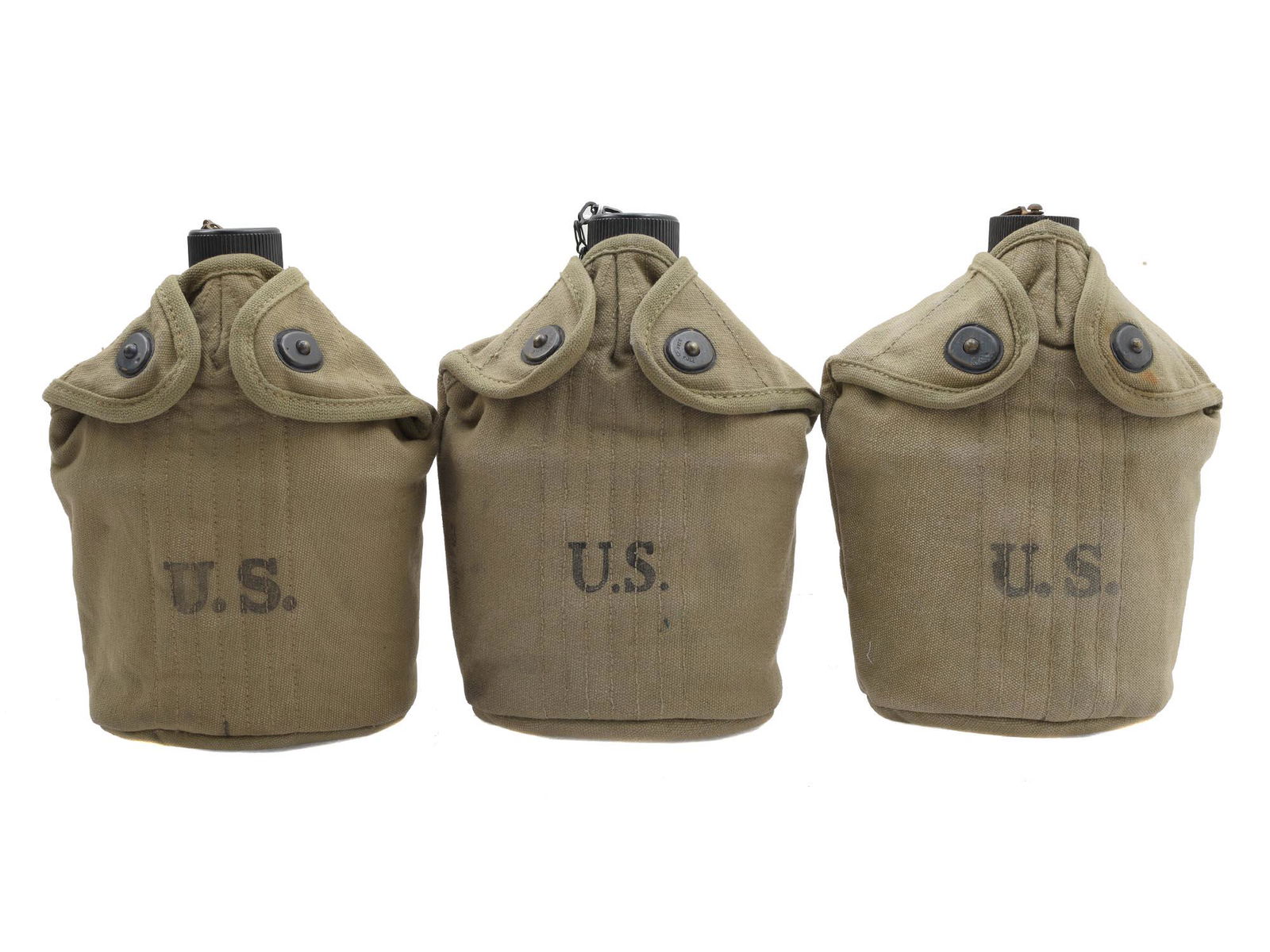 THREE ORIGINAL U.S. WWII M1910 CANTEEN FLASK (1 of 5)