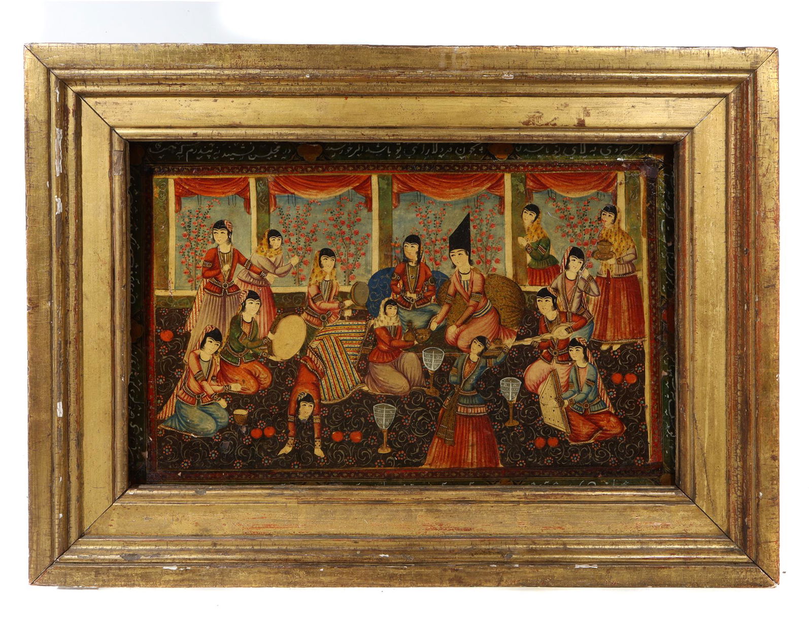 A FINE QAJAR LACQUERED PAPER-MACHE PANEL, 19TH C. (1 of 3)