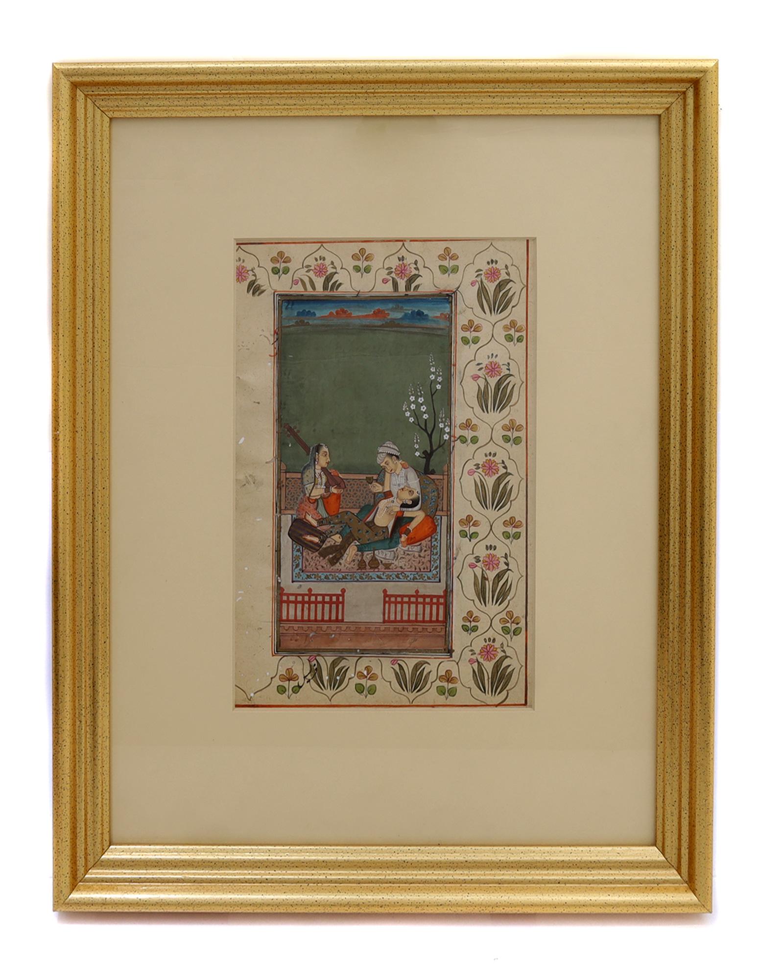 AN ANTIQUE INDIAN MINIATURE PAINTING, 19TH C. (1 of 3)