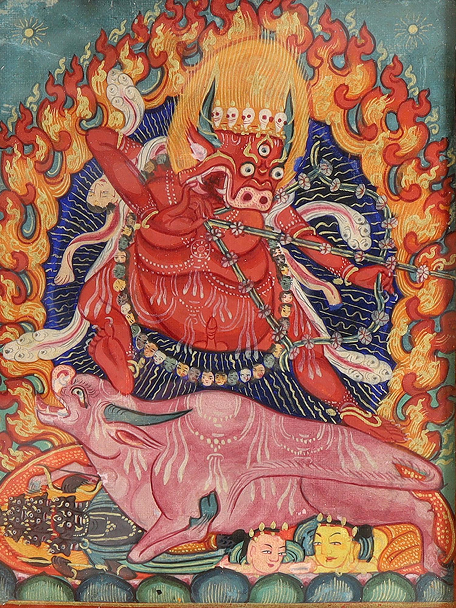 A TIBENTAN PAINTING OF YAMANTAKA, 18-19 CC. (1 of 2)