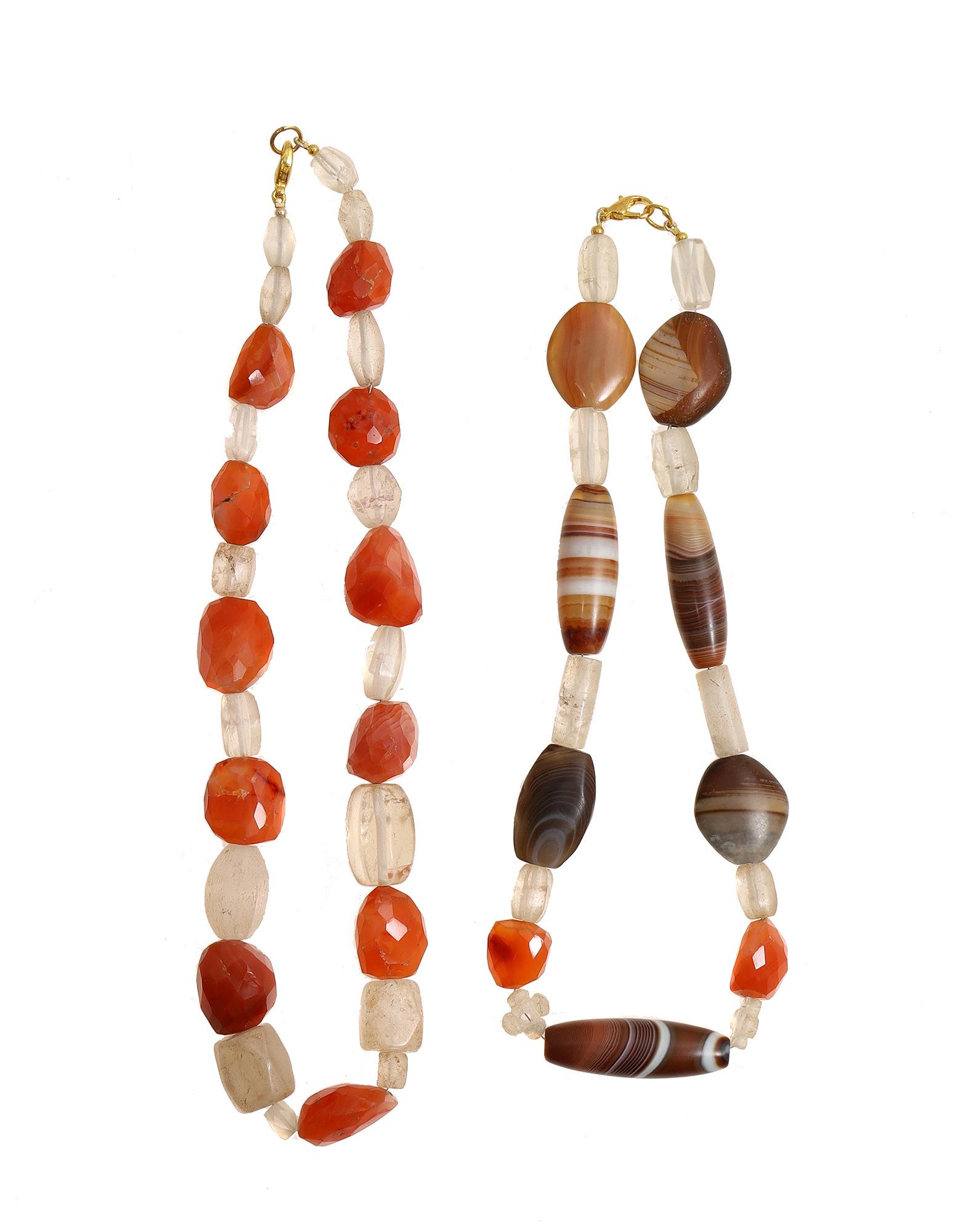 TWO ISLAMIC AGATE & CARNELIAN NECKLACES, 15H C. (1 of 2)
