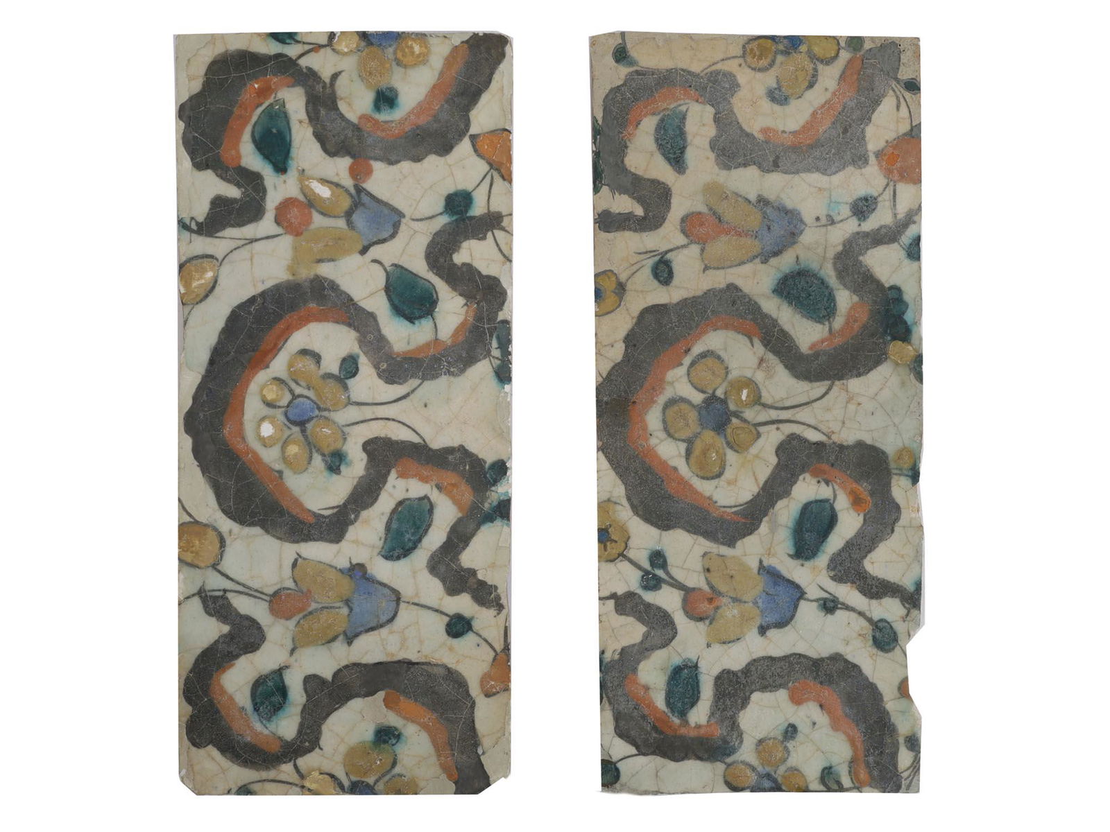 TWO PERSIAN SAFAVID OR IZNIK GLAZED POTTERY TILES (1 of 2)