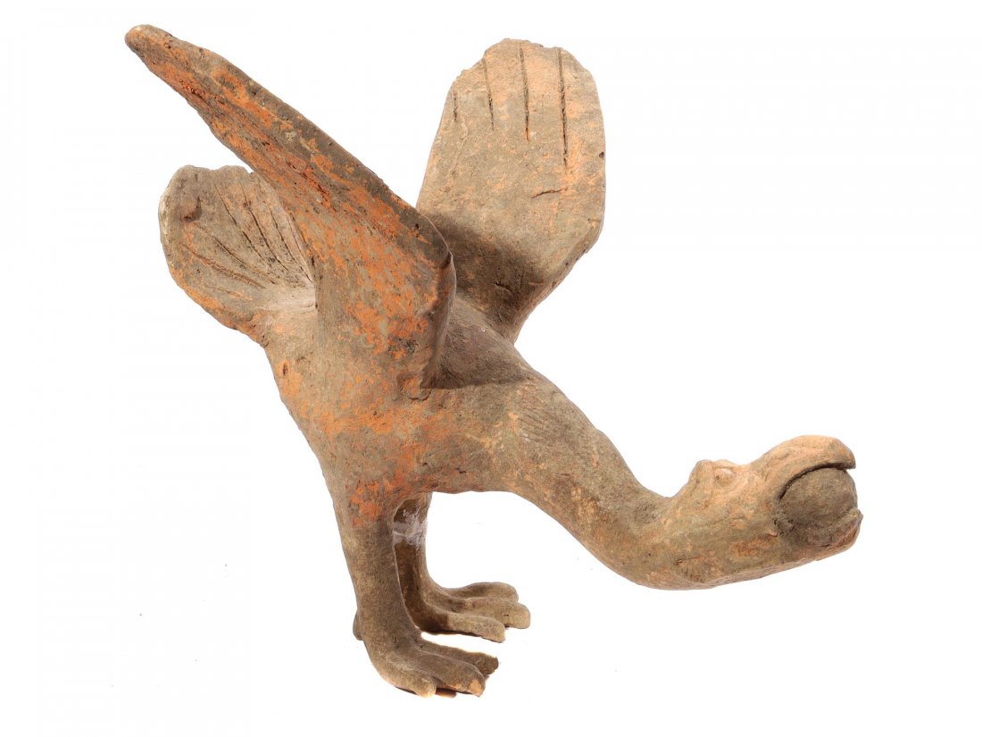 A LARGE CHINESE TERACOTTA BIRD, HAN DYNASTY (1 of 3)