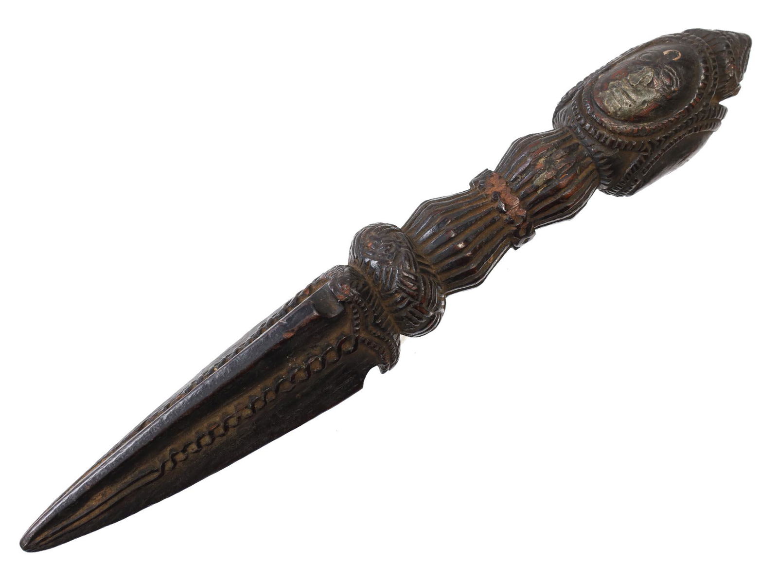 AN ANTIQUE TIBETAN RITUAL PHURBA DAGGER 19TH C. (1 of 3)