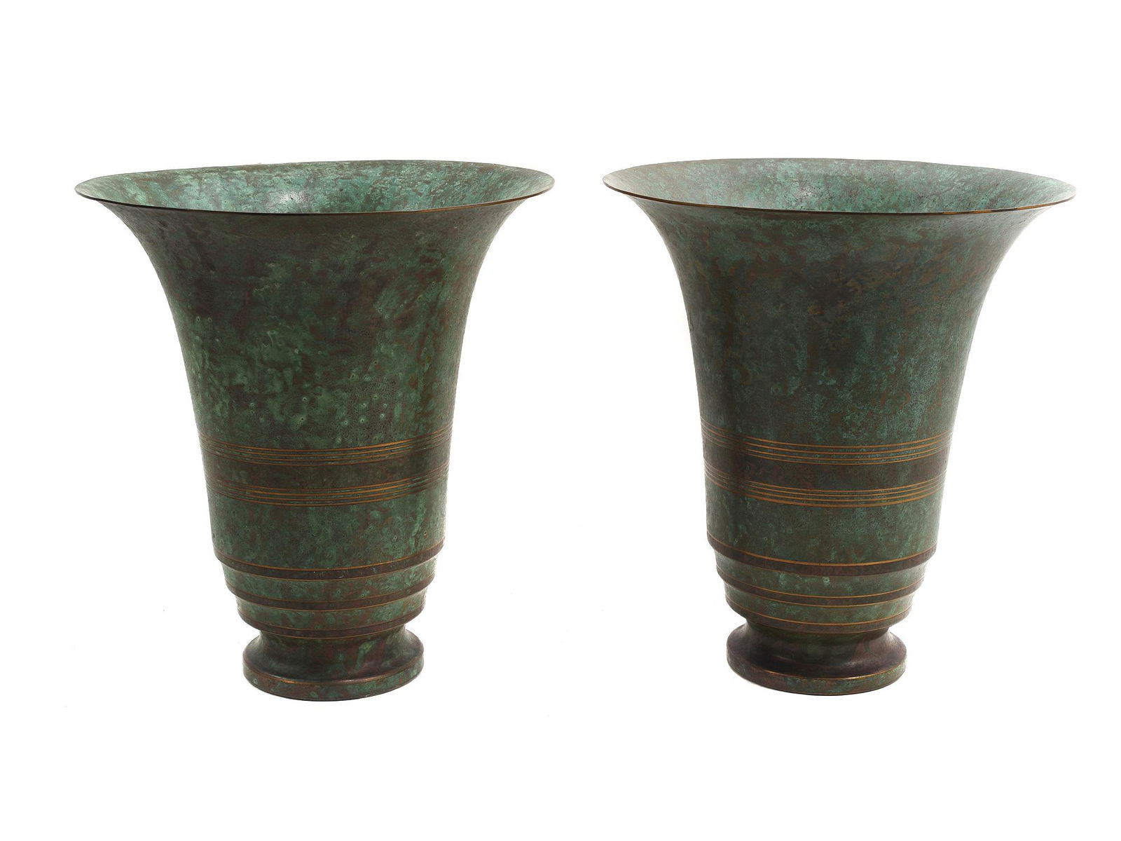 ANTIQUE PAIR OF CARL SORENSEN BRONZE FLOOR VASES (1 of 3)