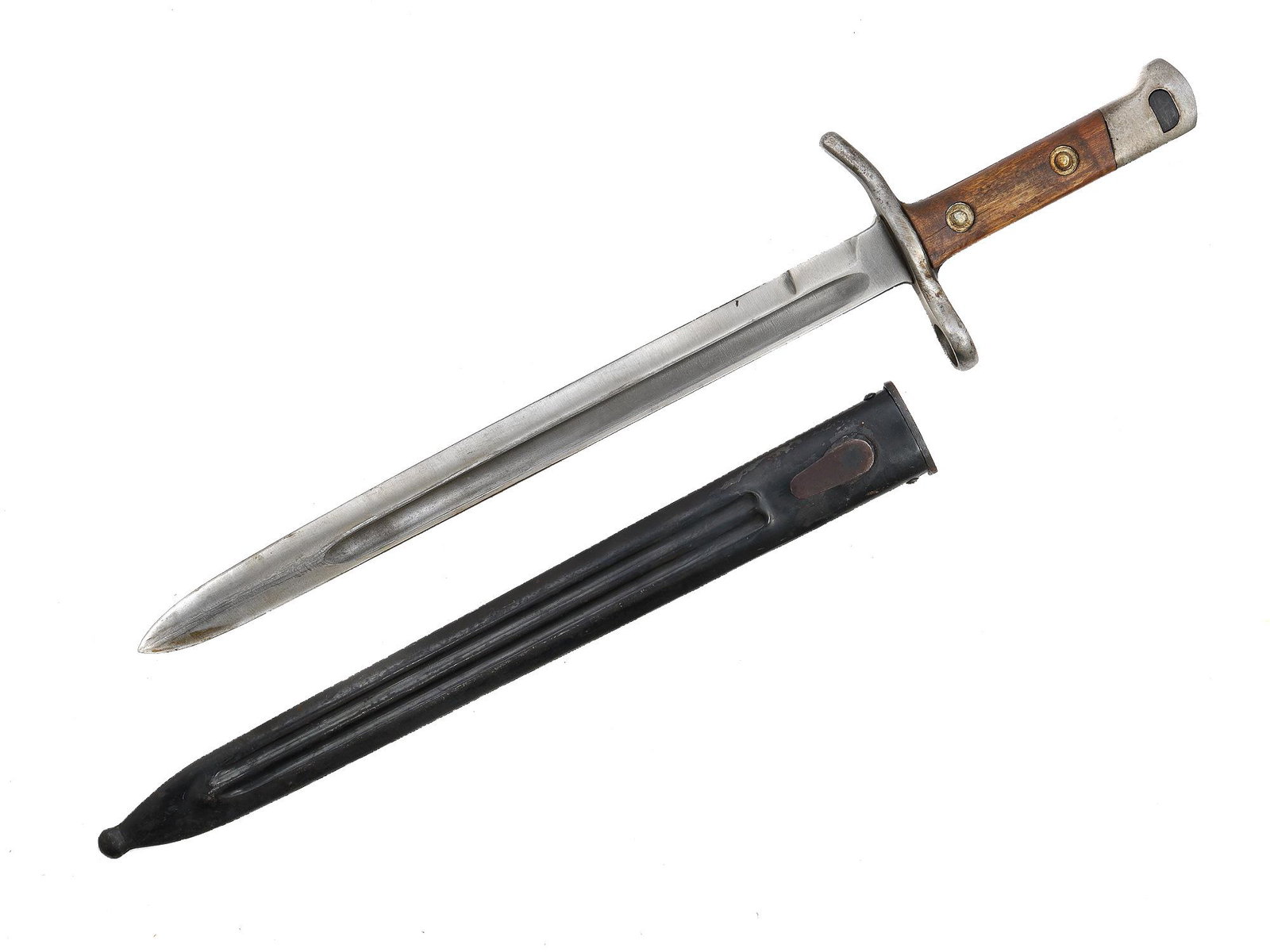 A FINNISH MOSIN NAGANT RIFLE BAYONET, 1928: The 1928 model bayonet was used with the 1928 Mosin rifle for the People's Guard (Suojeluskuntian Ylieskunta) of Finland and could also be used with other Finnish-made Mosin rifles with a fastening sy