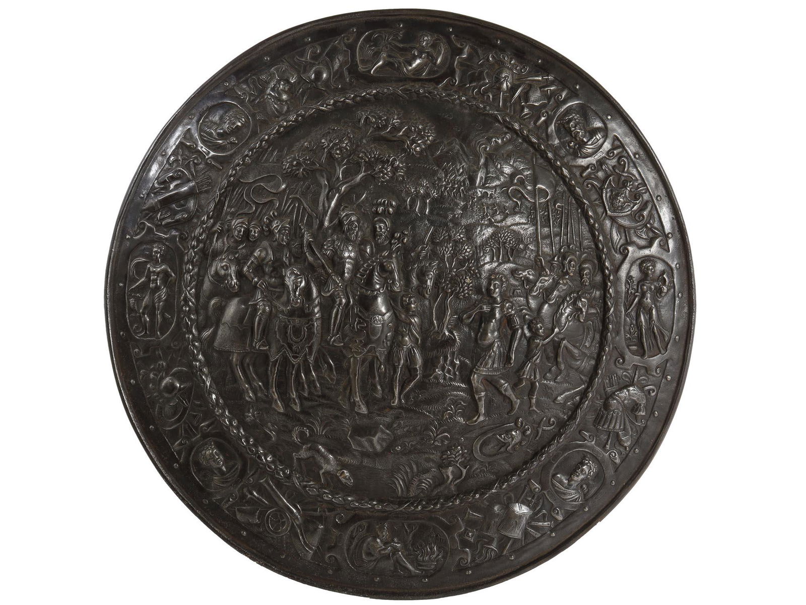 AN ANTIQUE CAST-IRON 16TH CEN. STYLE SHIELD (1 of 4)