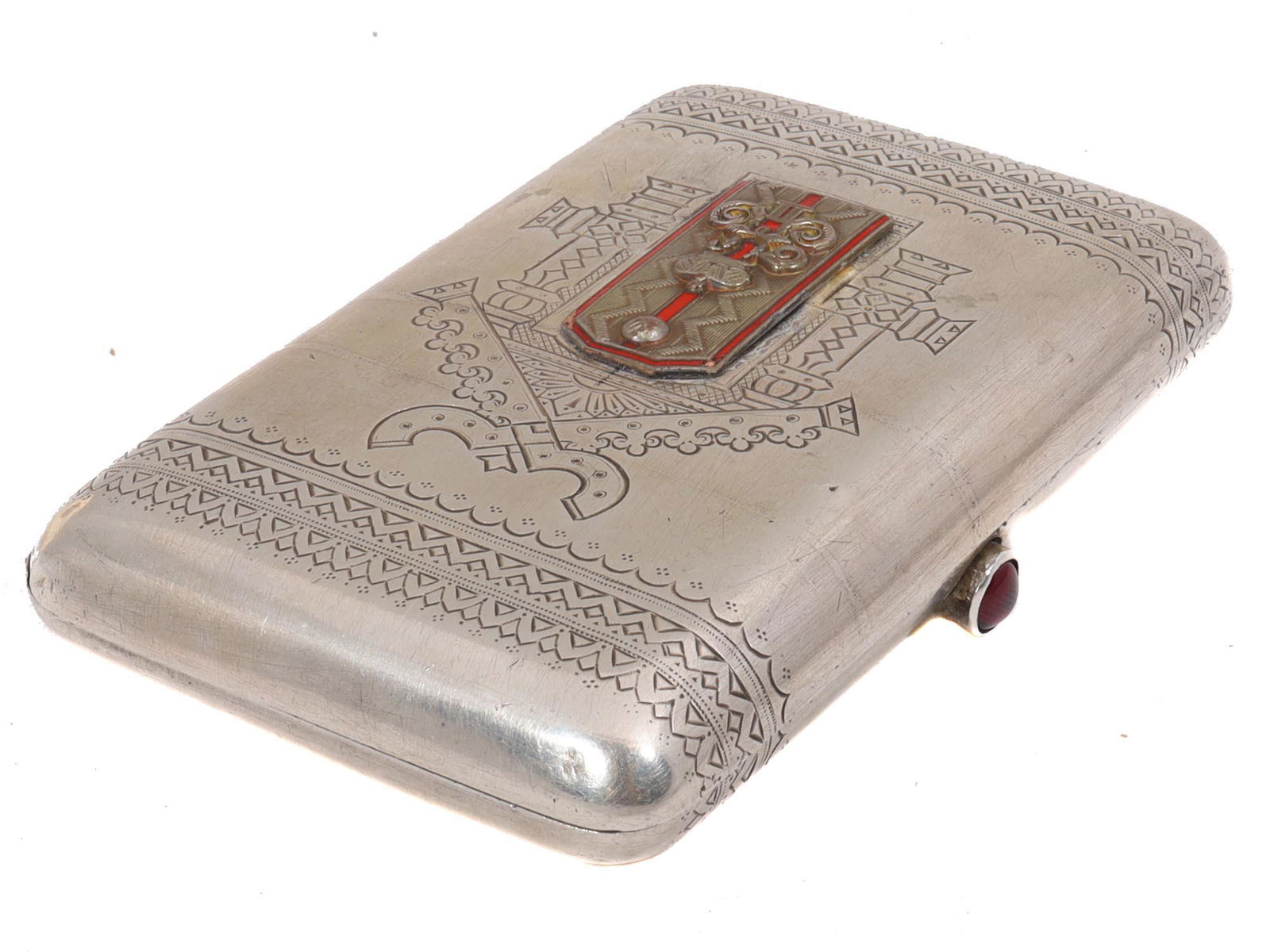 AN ANTIQUE RUSSIAN SILVER CIGARETTE СASE NICHOLAS (1 of 5)