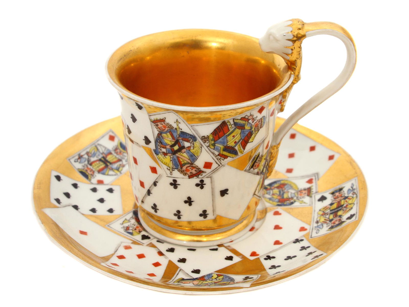 A RUSSIAN PORCELAIN CUP AND SAUCER W/ PLAYING CARDS (1 of 5)