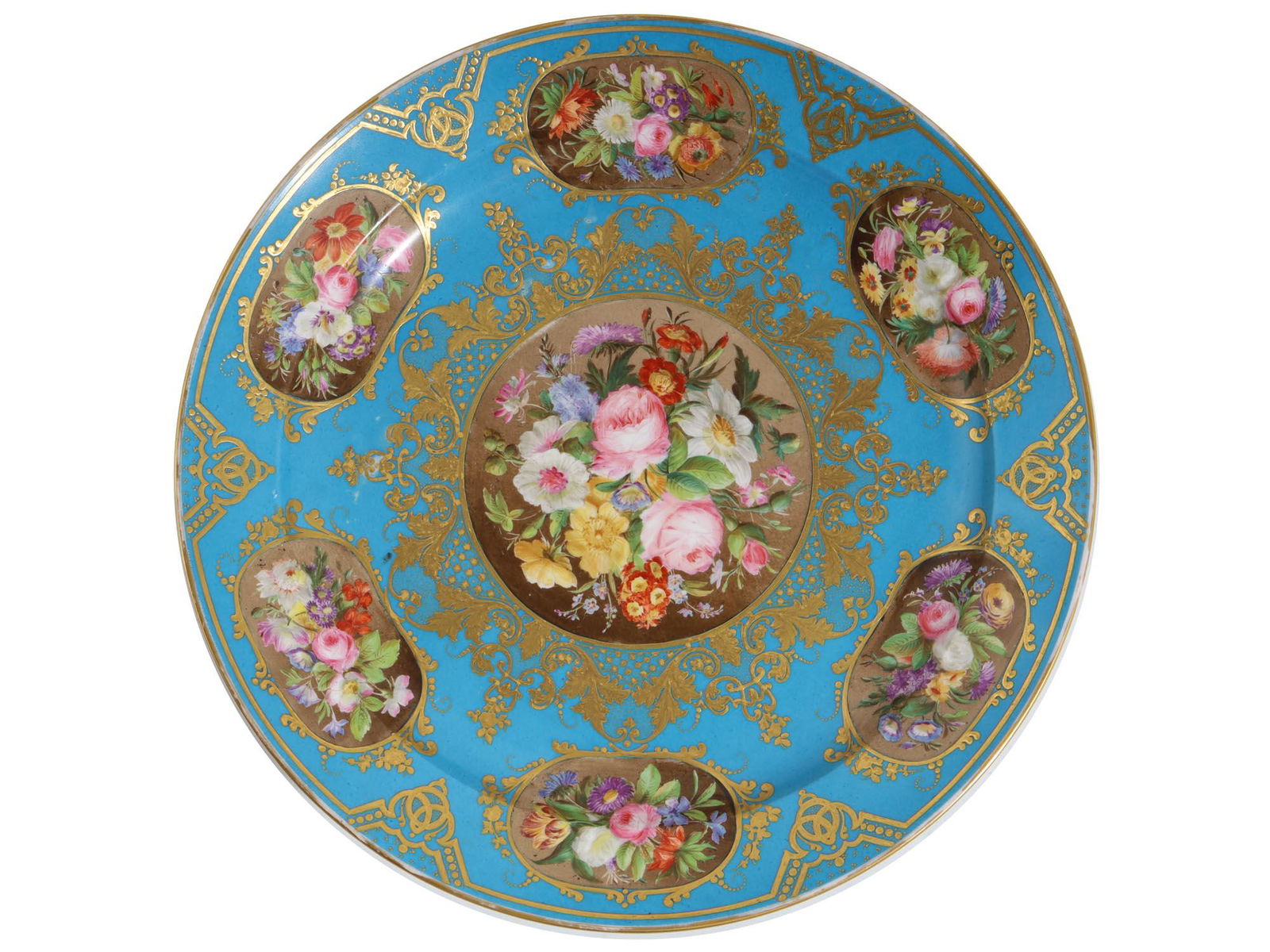 AN ANTIQUE FRENCH SEVRES PORCELAIN PLATTER, 19TH C. (1 of 4)