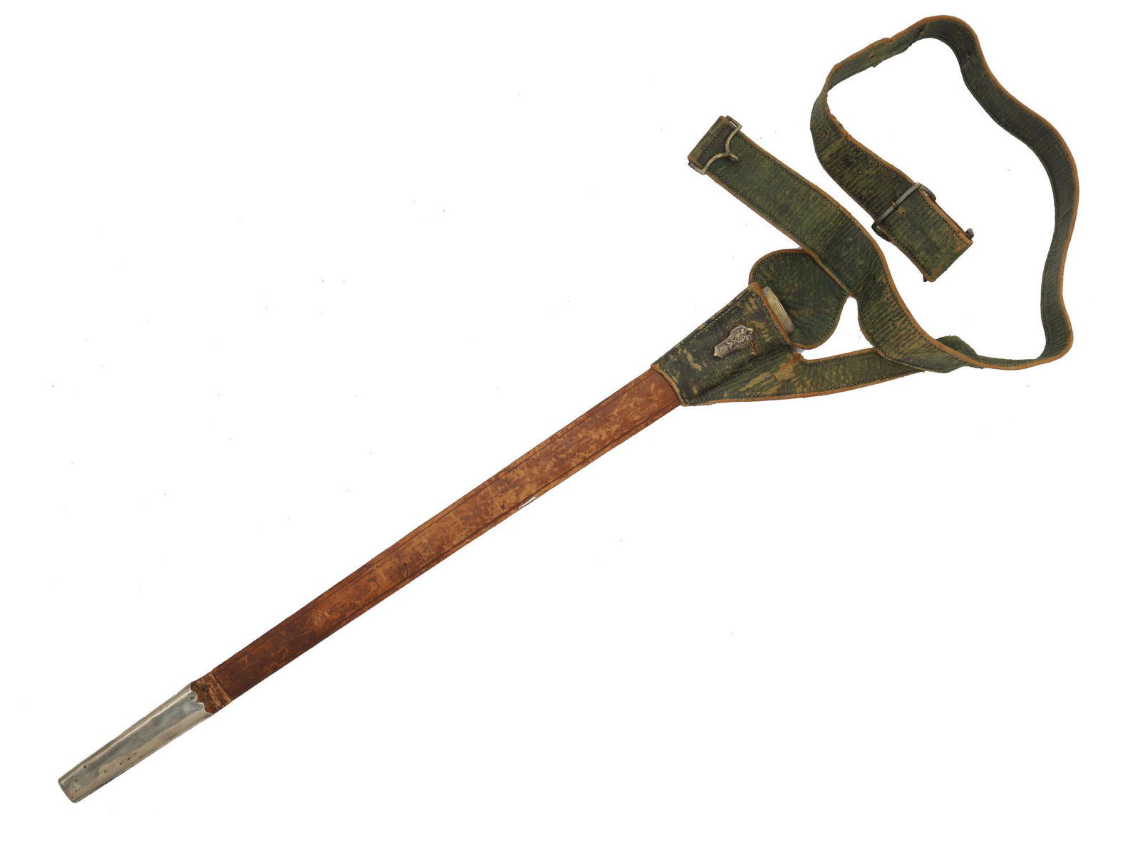 A FRENCH HUNTING SCABBARD, HANDGER WITH BELT, 19TH CEN. (1 of 5)