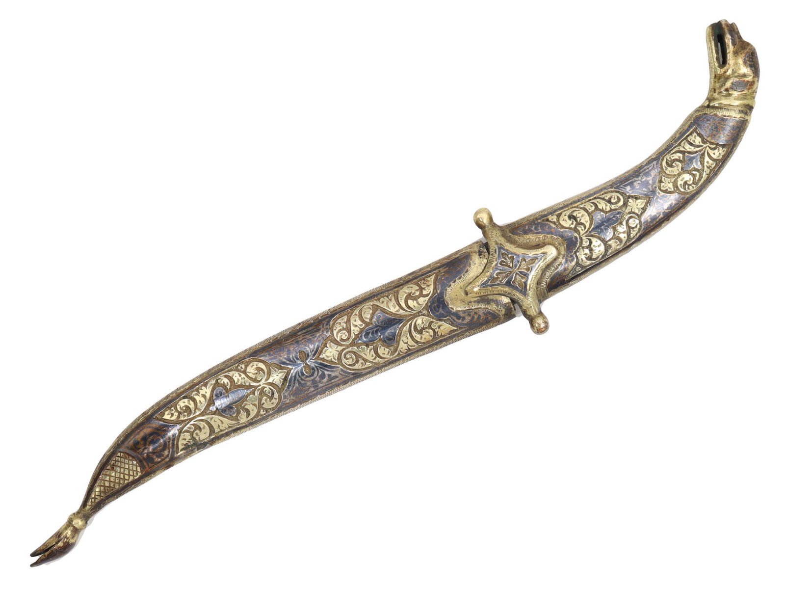 A CAUCASIAN SILVER-MOUNTED DEBUT DAGGER WITH A ZOOMORPHIC POMMEL (1 of 4)