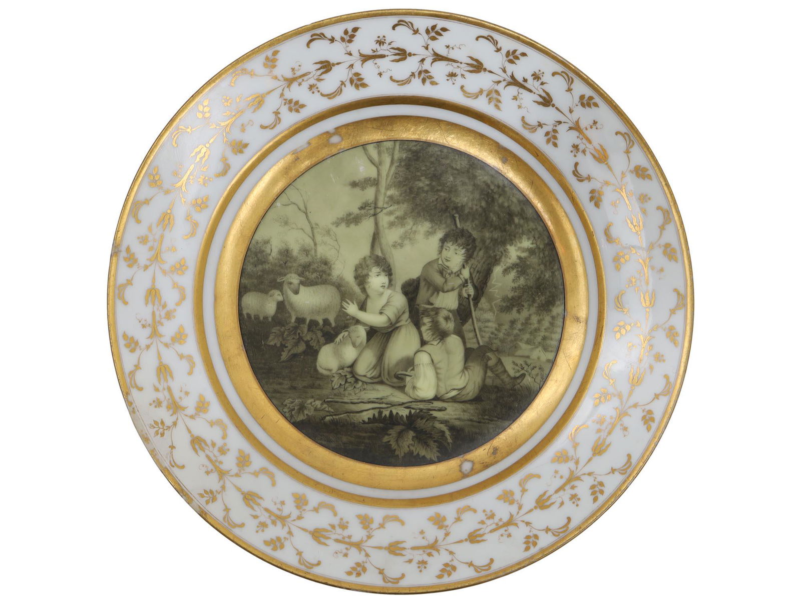 A PARIS PORCELAIN PLATE, DIHL AND GUERHARD, 18 CEN. (1 of 4)