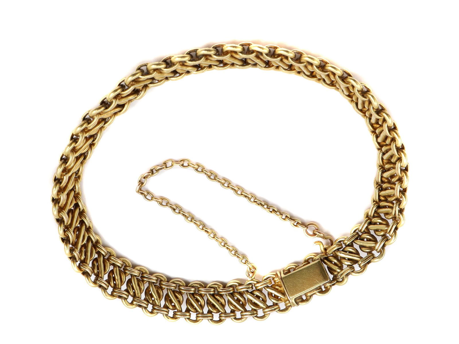 A RUSSIAN 56 GOLD LINK BRACELET WITH A CHAIN LOCK (1 of 4)