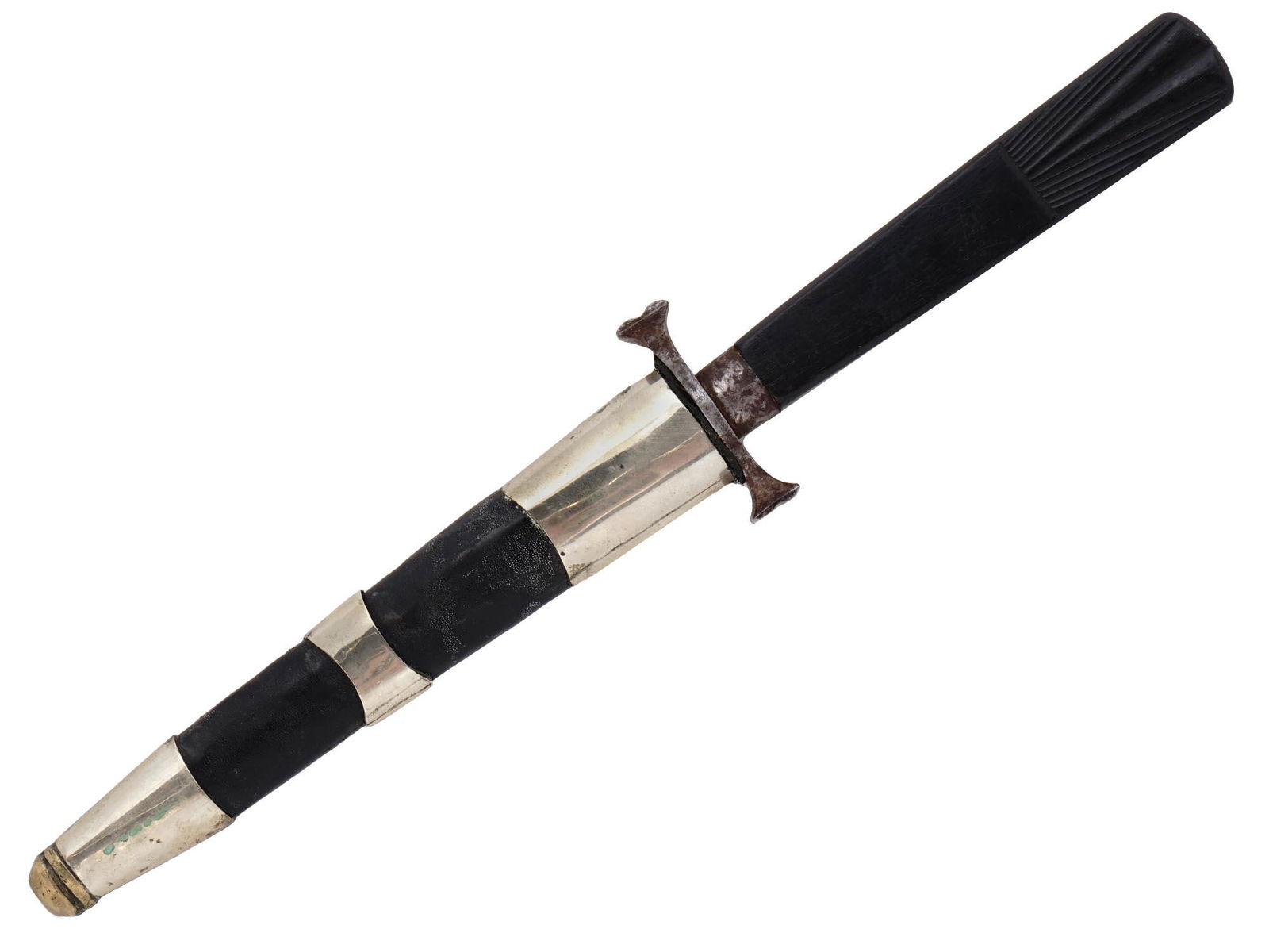 A FINE FRENCH DIRK OR DAGGER WITH NAPOLEON'S BEE, 19TH CEN.: French, first half of the 19th-century dagger with an etched flat-diamond section blade decorated with etching. The forte features the Star of David with Napoleon's bee within it. Napoleon chose the b