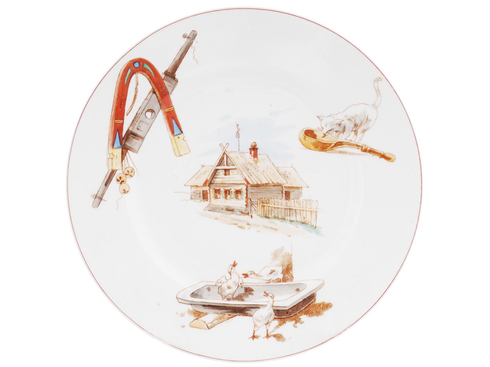 A LARGE RUSSIAN KORNILOV PORCELAIN PLATE, C. 1900 (1 of 2)