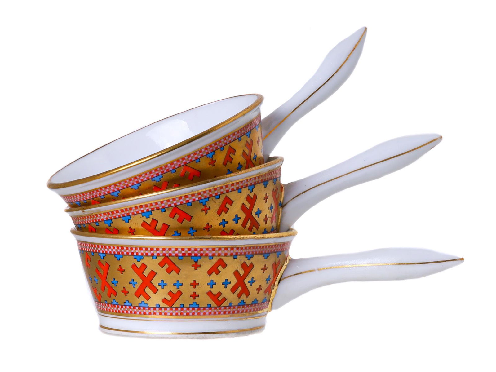 THREE RUSSIAN KORNILOV BROS. PORCELAIN JULIENNE BOWLS (1 of 3)