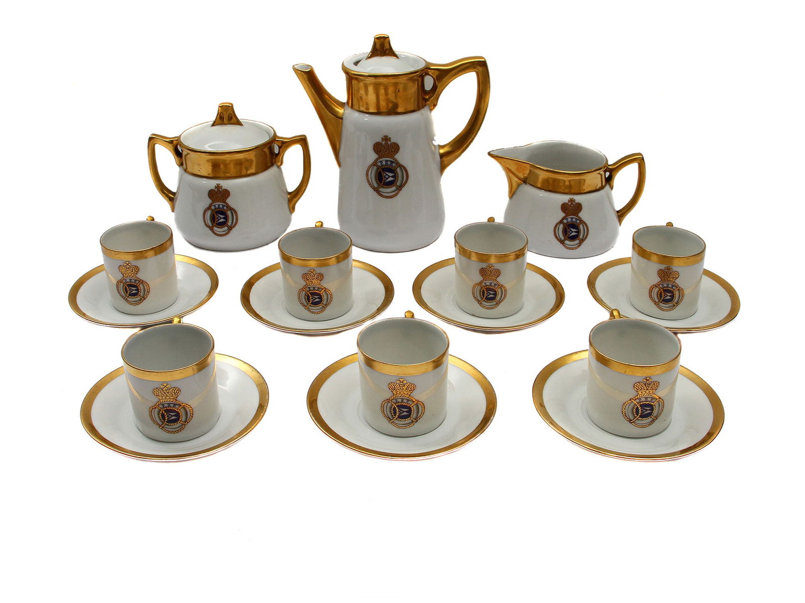 A WURTTENBERG PORCELAIN RUSSIAN RIVER YACHT SET, C. 1910 (1 of 9)