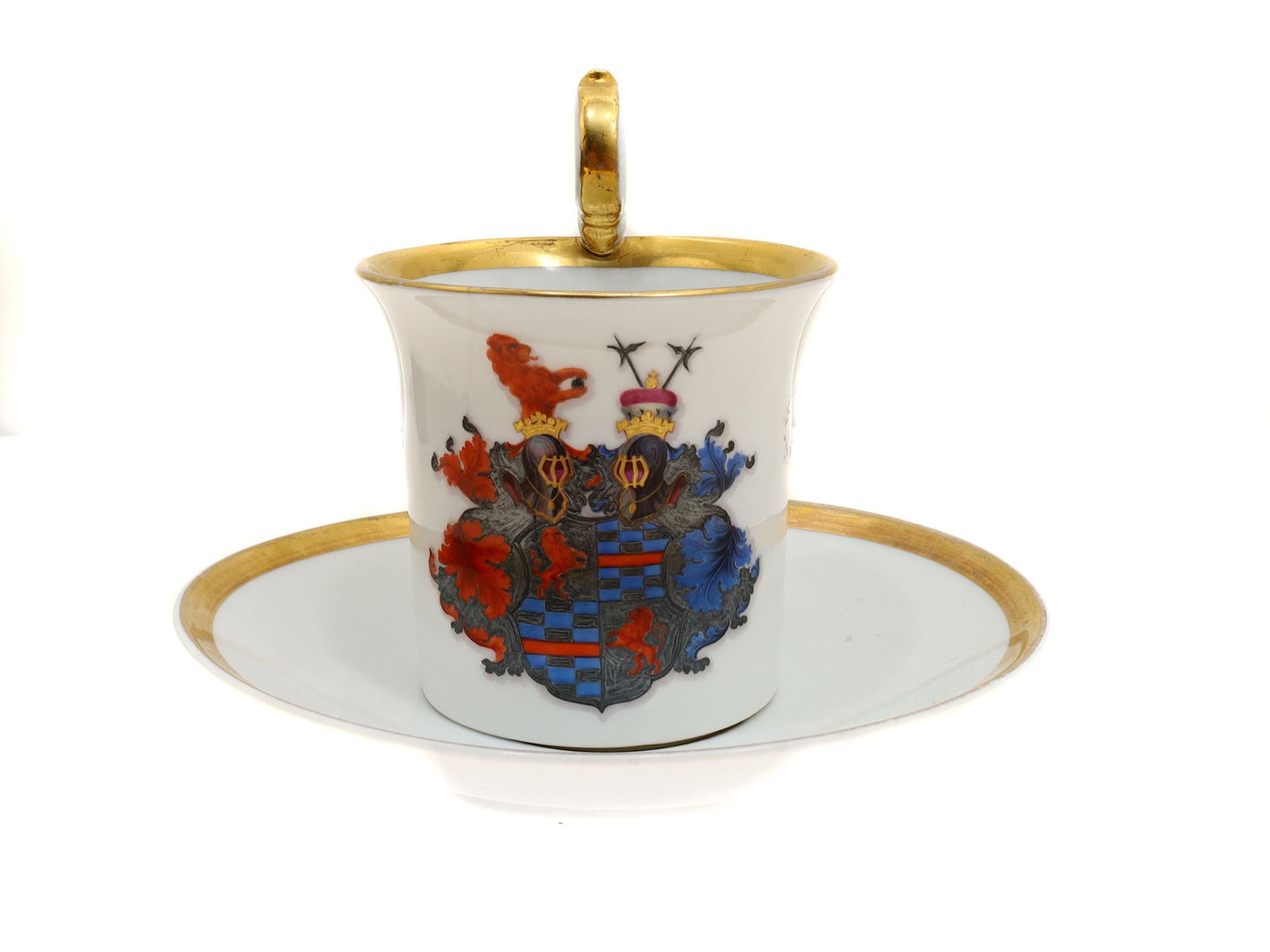 A GERMAN HAND-PAINTED PORCELAIN CUP AND SAUCER, 1900 (1 of 7)