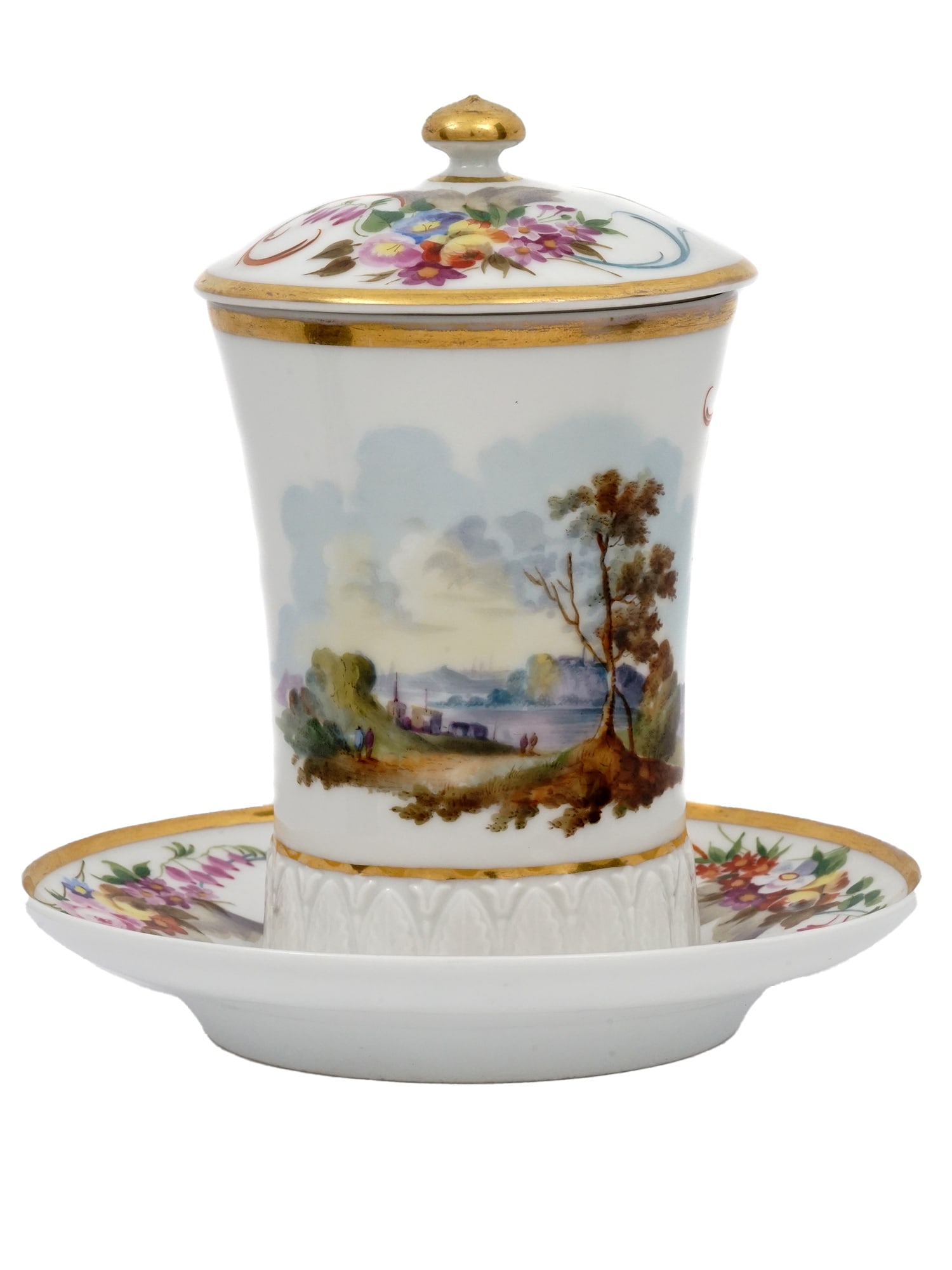 A RARE RUSSIAN PORCELAIN CUP AND SAUCER BY POPOV MFG, 1860 (1 of 7)