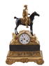 A FRENCH ORMOLU BRONZE MANTEL CLOCK WITH NAPOLEON, 19TH CEN.