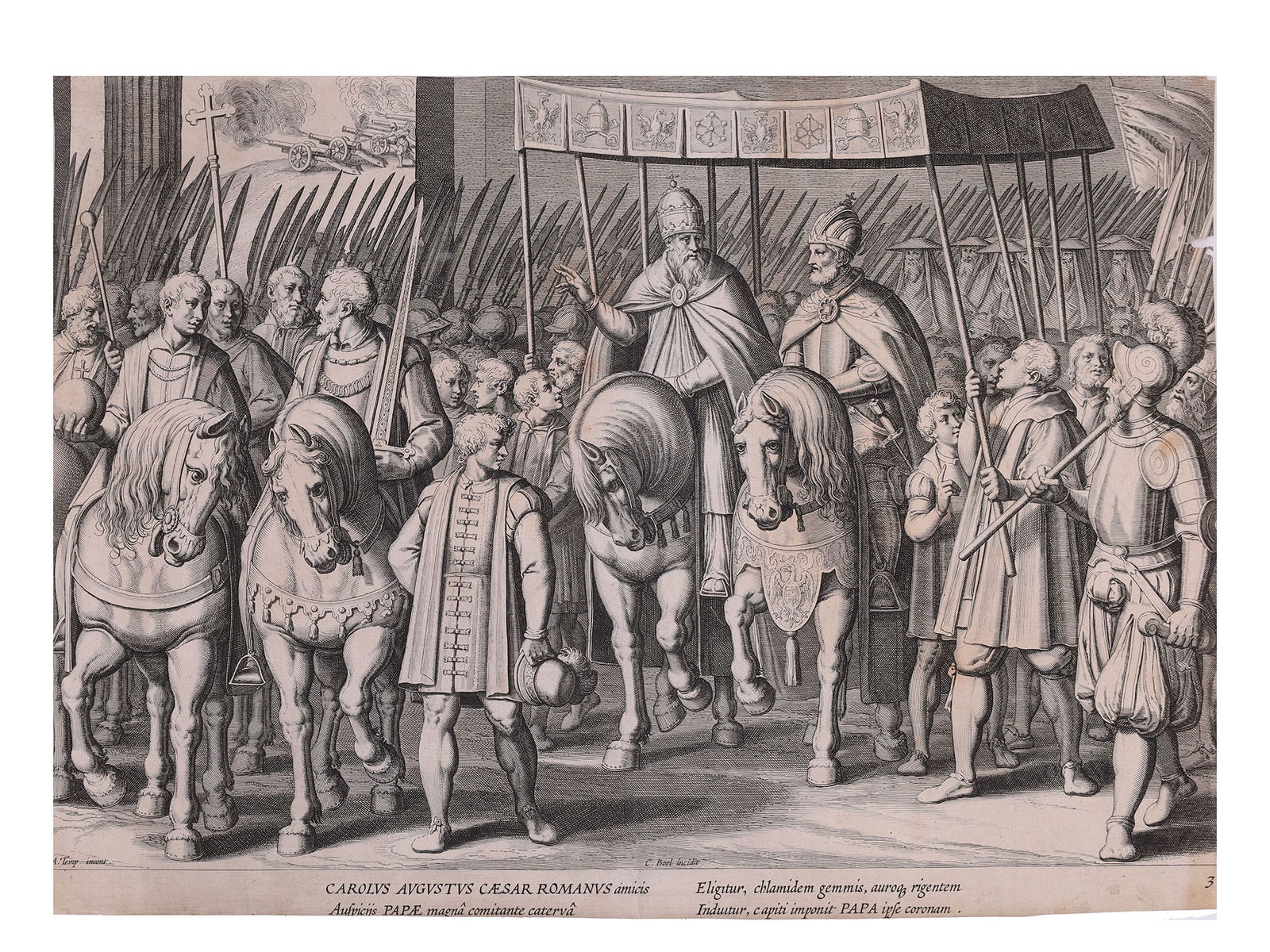 AN ETCHING BY ANTONIO TEMPESTA, ITALY, 16TH CEN. (1 of 4)