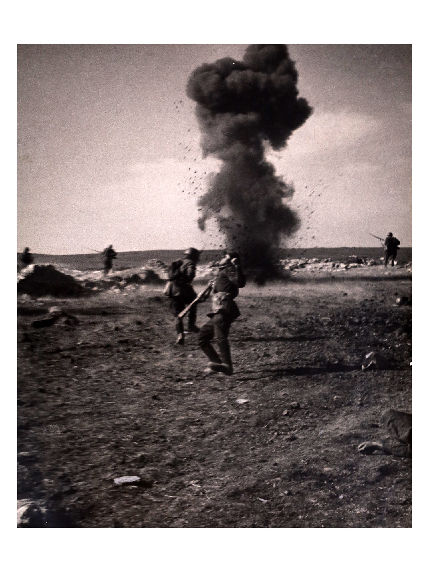AN ANATOLY GARANIN ORIGINAL SOVIET WWII PHOTOGRAPH, 1942: Anatoly Garanin, an original black and white photographic print. Taken in 1942, printed in 1960. Inscribed and titled on the verso "Death of the soldier (for the Motherland), South direction, 1942. Ph