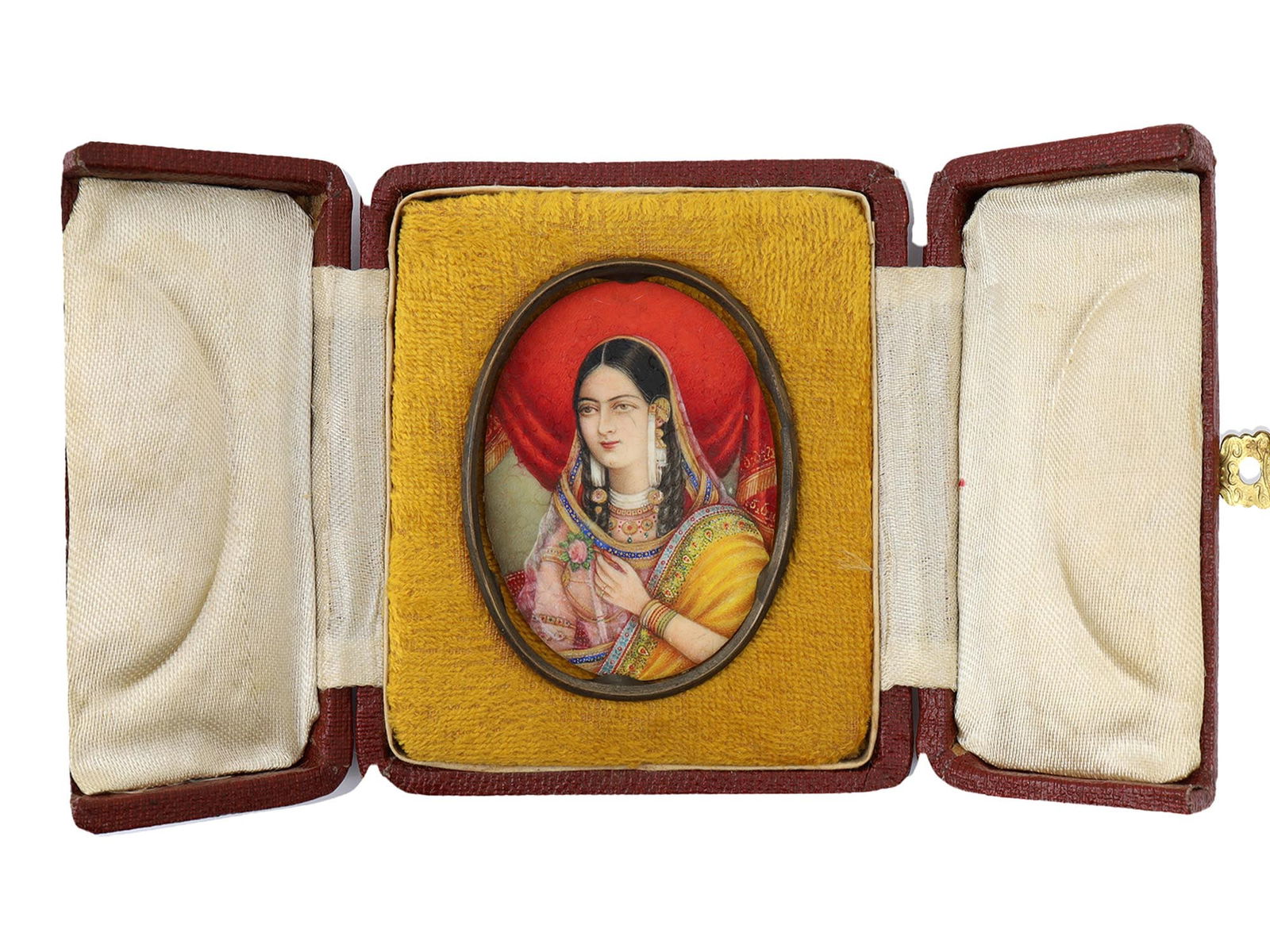 A CASED INDIAN MINIATURE DEPICTING NOBILITY, 19TH CEN. (1 of 3)