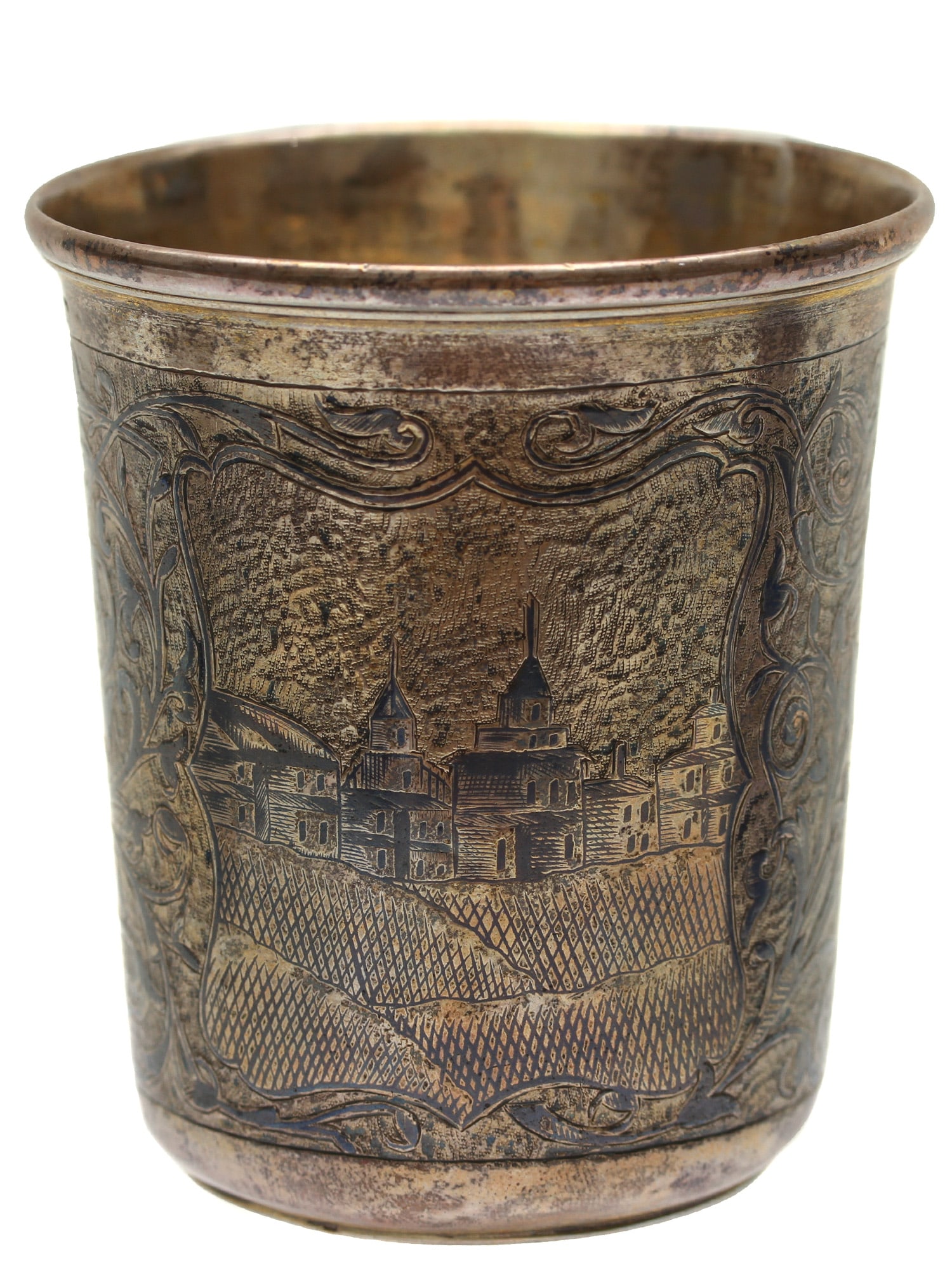 A RUSSIAN SILVER-GILT AND NIELLO CUP 19TH C (1 of 6)