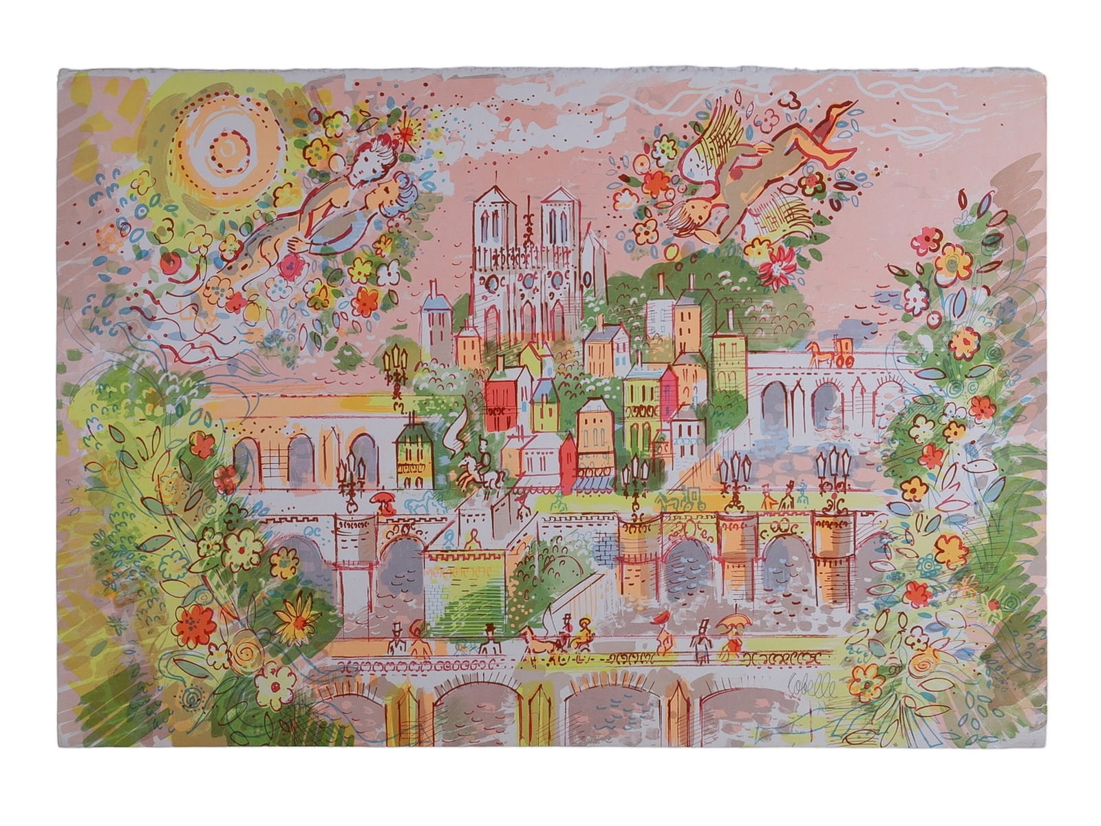 A CHARLES COBELLE GOUACHE ON PAPER PAINTING OF NOTRE DAME DE PARIS (1 of 4)