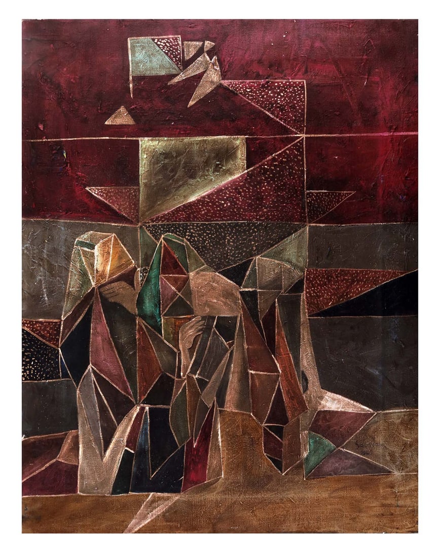 A JEHANGIR SABAVALA (MUMBAI, INDIA) OIL ON CANVAS PAINTING (1 of 3)