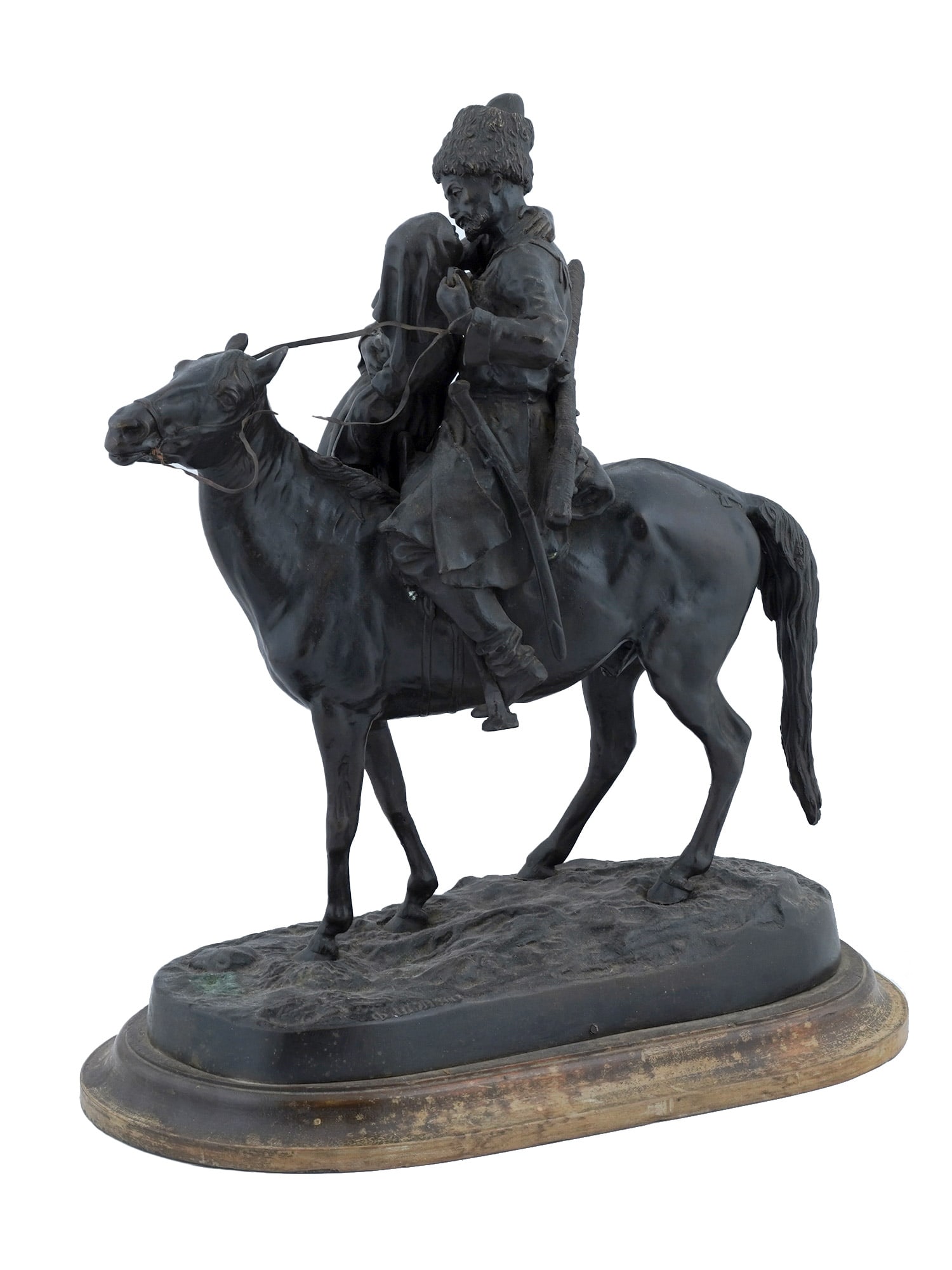 A RUSSIAN BRONZE FIGURE, SIGNED LANSERE, TITLED 'KISS' (1 of 6)