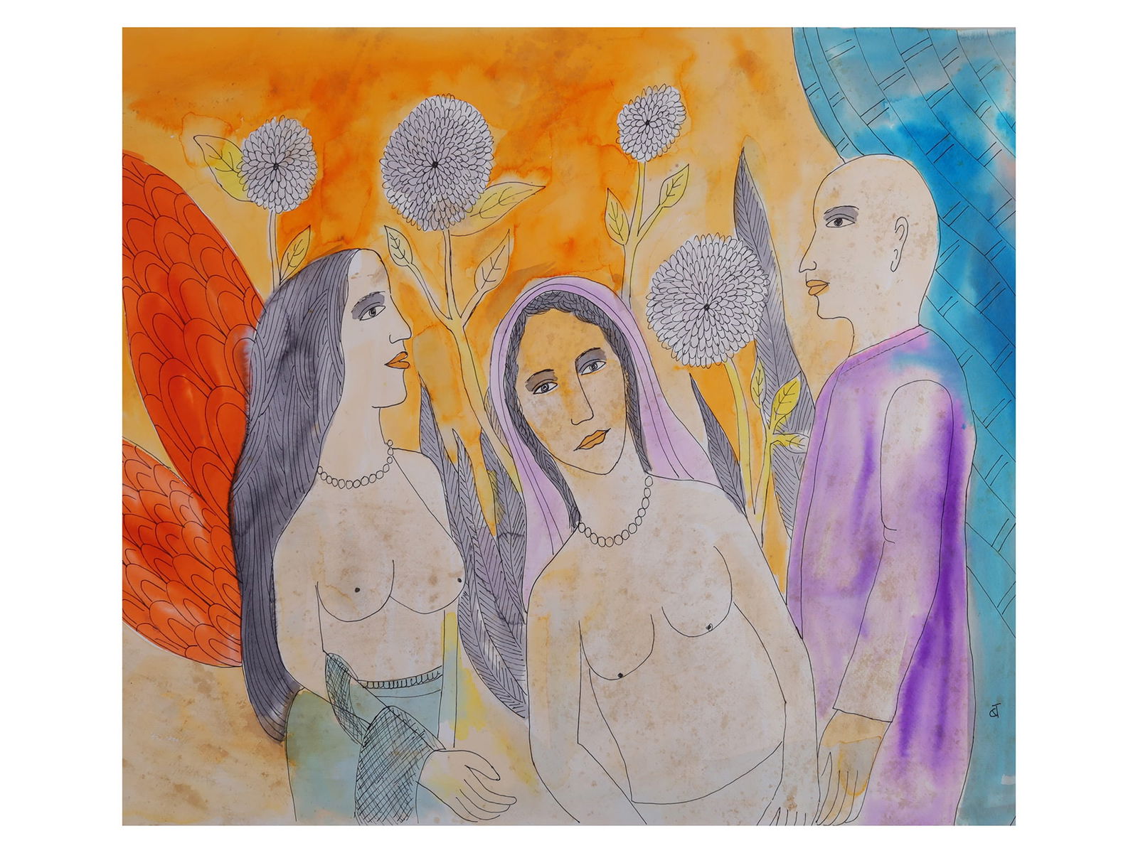 A BADRI NARAYAN (INDIAN, 1929 – 2013) WATERCOLOR PAINTING (1 of 4)