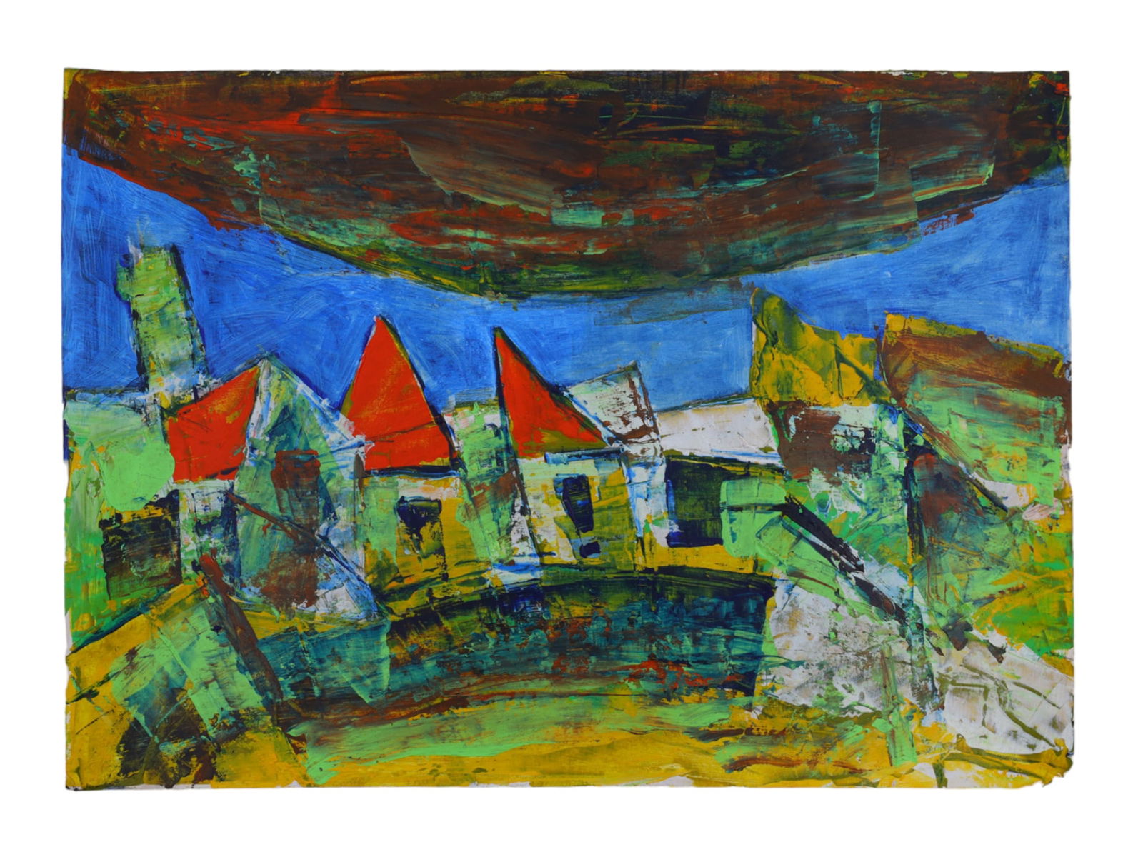 A RAM KUMAR, INDIAN, CONTEMPORARY ACRYLIC ON PAPER PAINTING, 2005 (1 of 4)