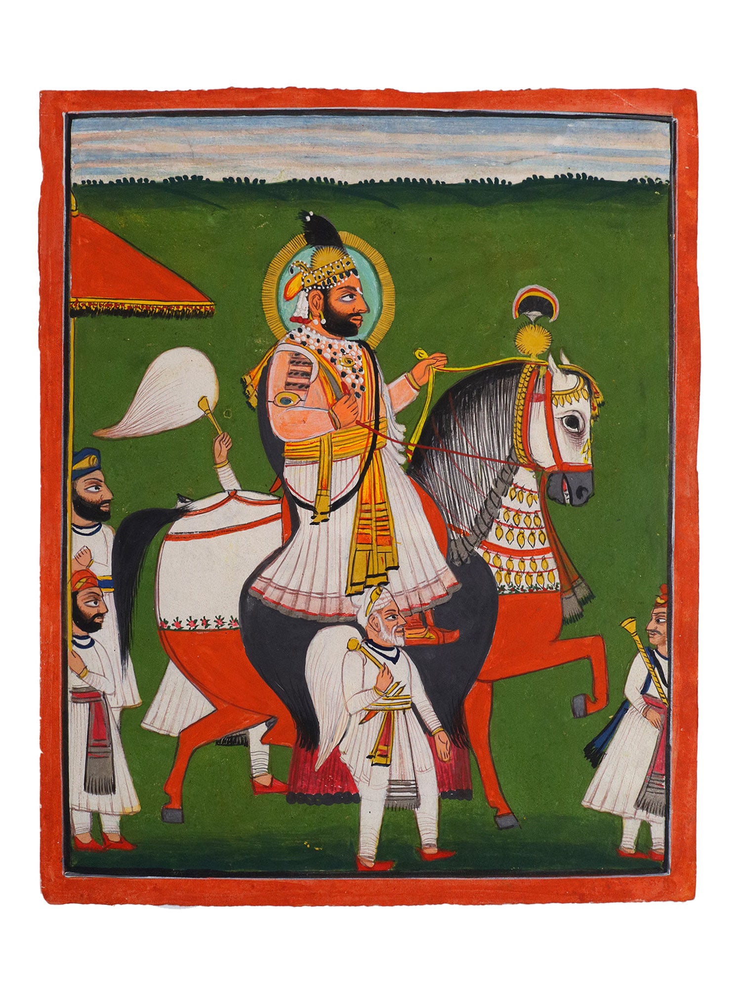AN INDIAN MINIATURE PAINTING OF THE UDAIPUR SCHOOL MAHARANA BHIM SINGH OF UDAIPUR (1 of 3)