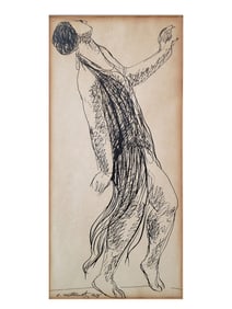 AN ABRAHAM WALKOWITZ INK ON PAPER DRAWING OF ISADORA DUNCAN, 1908