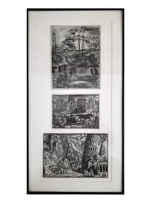 ALEKSEY KRACVCHENKO, RUSSIAN, THREE WOODCUT LANDSCAPES