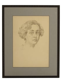 A MSTISLAV DOBUZHINSKY, RUSSIAN, PENCIL ON PAPER PORTRAIT OF A WOMAN, 1938