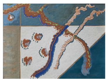 A ROLPH SCARLETT TEMPERA MIXED MEDIA PAINTING ON CART BOARD