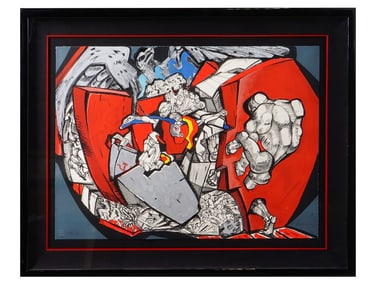 AN ERNST NEIZVESTNY (RUSSIAN) HAND-COLORED LITHOGRAPH