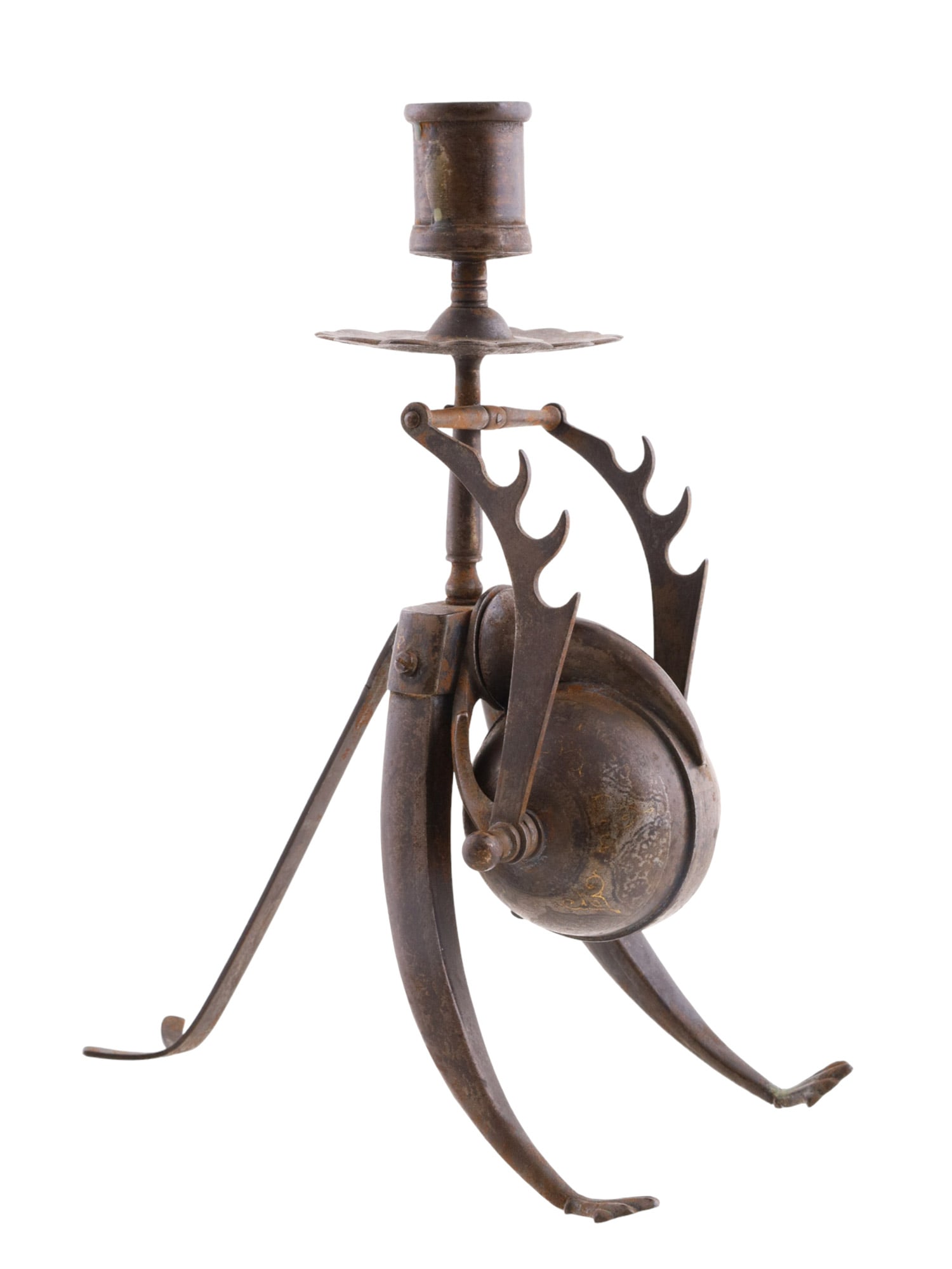 AN INDO-PERSIAN SCRIBAL CANDLESTICK/INKWELL/PENREST, CA. 19TH CENTURY (1 of 9)