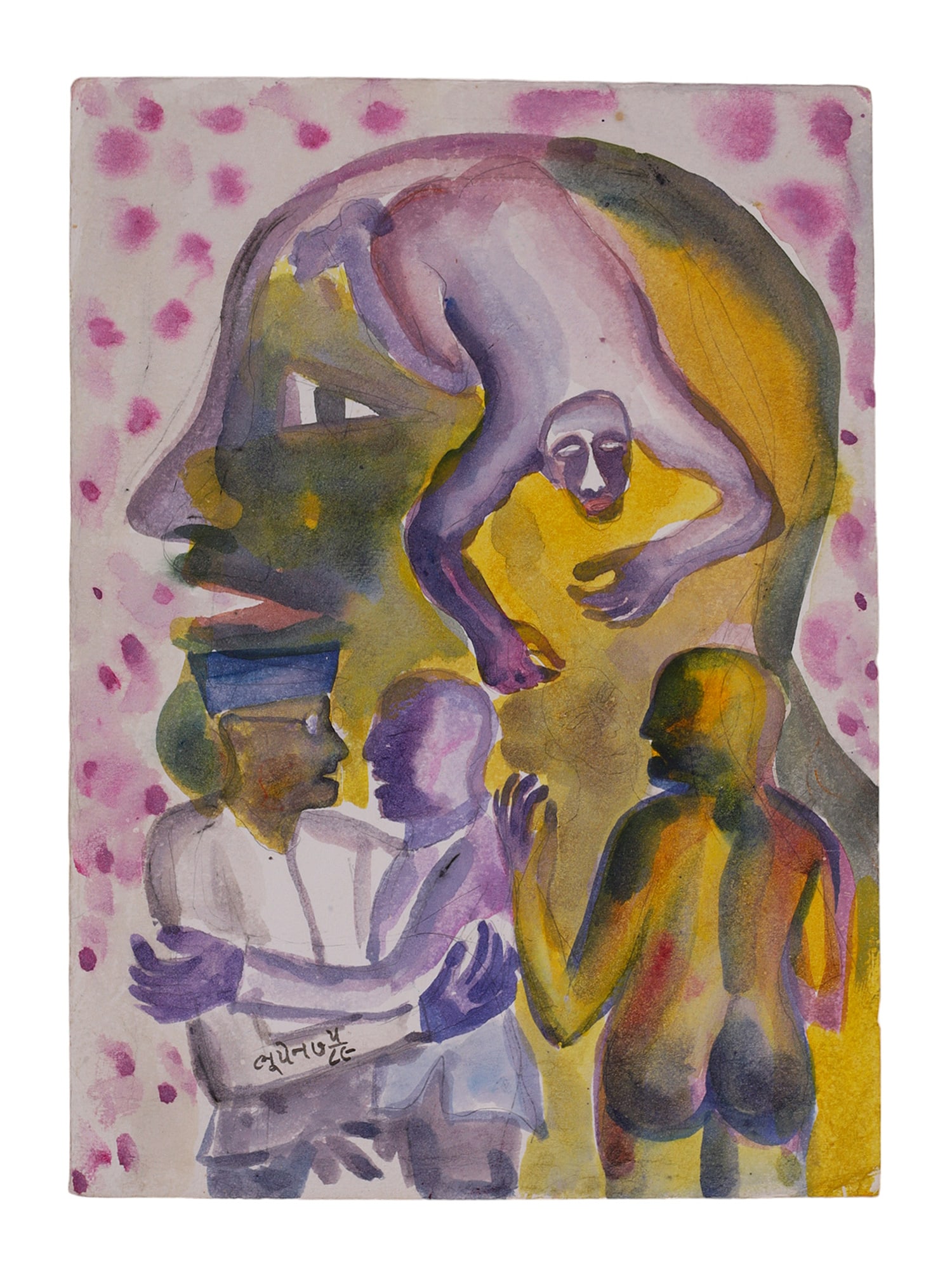 A BHUPEN KHAKHAR, INDIAN, WATERCOLOR ON PAPER, 1989 (1 of 3)