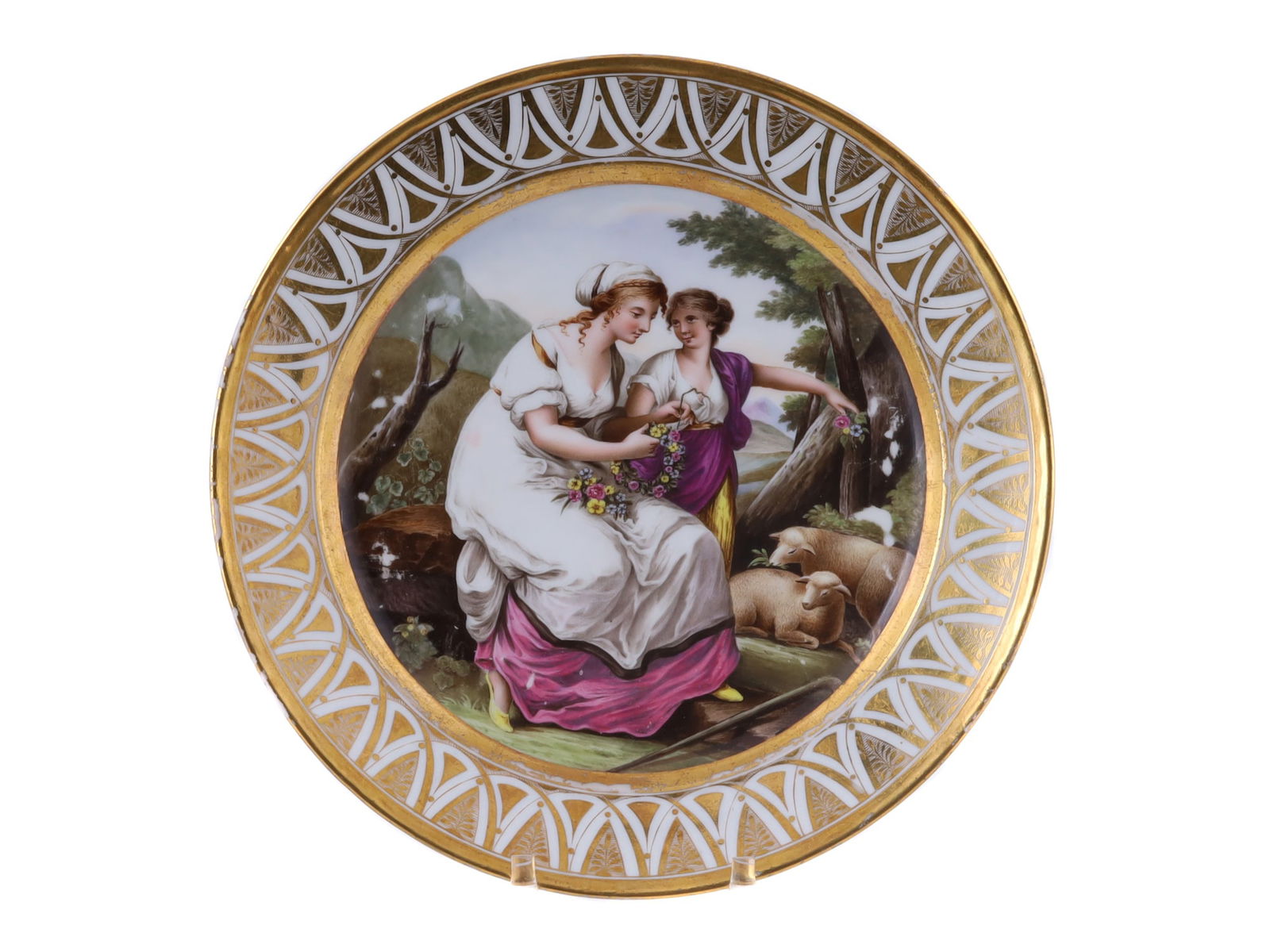 A EARLY FRENCH DARTE FRERES PORCELAIN PLATE WITH SHEPHERDESS (1 of 3)