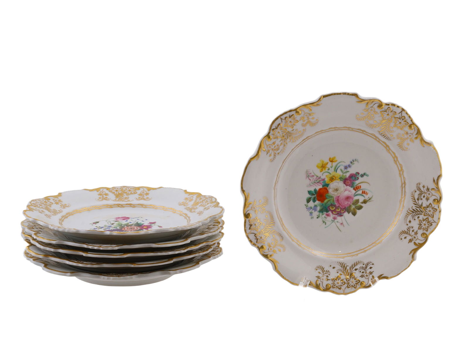 SIX RUSSIAN IMPERIAL PORCELAIN FACTORY NI PLATES (1 of 6)