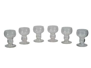 A SET OF 6 GLASS COMMEMORATIVE GOBLETS FOR CORONATION OF GEORGE VI, 1937