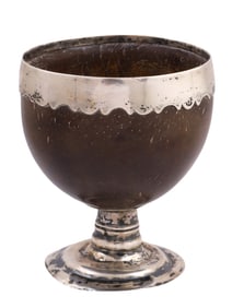 A WILLIAM DOWNES, COCONUT AND SILVER ENGLISH CUP FROM 1769
