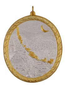 A BUCCELLATI STERLING SILVER VILLAGE SCENE CHRISTMAS ORNAMENT