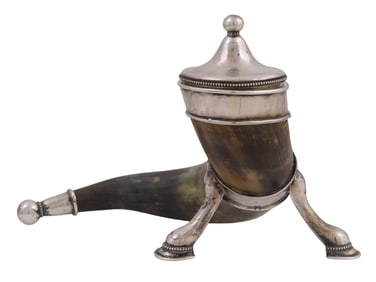 AN AMERICAN HORN OF PLENTY SILVER DRINKING VESSEL BY KRATZ E. ORANGE